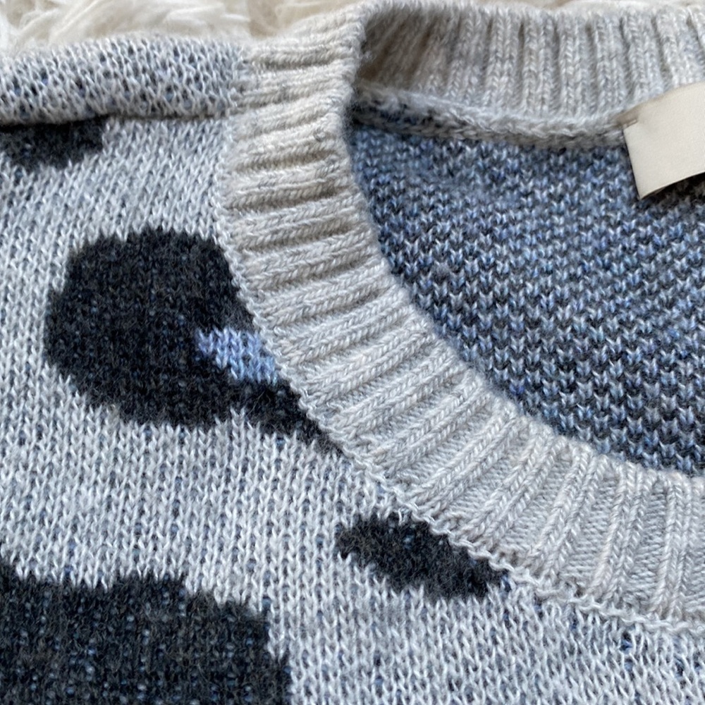 🎉HP🎉 Loft Crewneck Leopard Sweater 💗 Gray & Blue - Picture 7 of 12